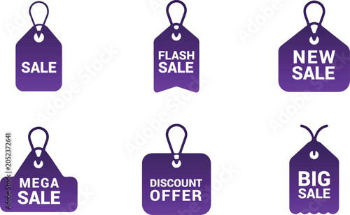 Sale Price Tag Collection Vector Discount Offer Labels, Mega Sale, Flash Sale, Big Sale Tags