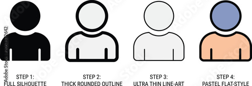 Fotografija Four distinctive steps demonstrating how to create unique user silhouette illust