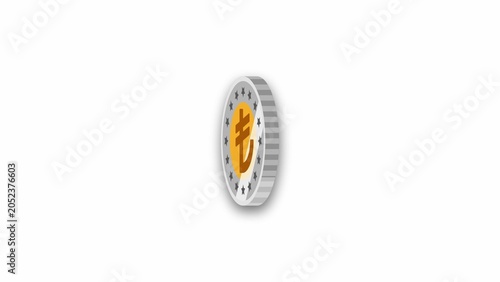 Foto Turkish Lira Coin Symbol on animation animated motion graphics White Background