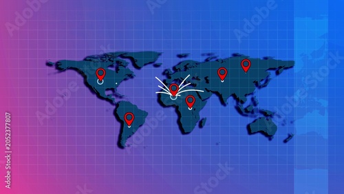 World map with location point. Showing location icon on earth map.