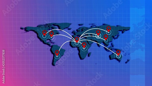 World map with location point. Showing location icon on earth map.