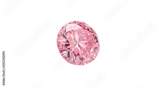 Tableau sur toile Brilliant sparkling round pink sapphire gemstone diamonds jewelry isolated on tr