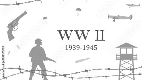 World war 2 battlefield 1939-1945, army weapons, border defence, military aircraft and parachute troops