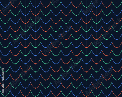 Slika na platnu Seamless Parabola Grid Pattern Dark Navy