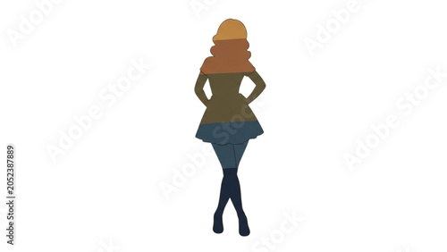 Tableau sur toile Woman standing confidently with hands on hips in illustration