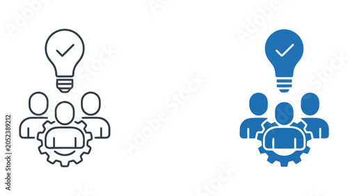 фотографія Business team innovation concept icon featuring a lightbulb idea and gear mechan