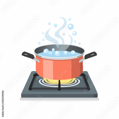 Pot of boiling water on a gas stove