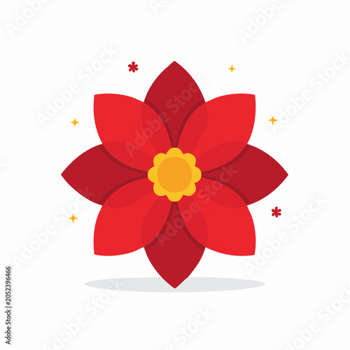 Red Poinsettia Flower Illustration