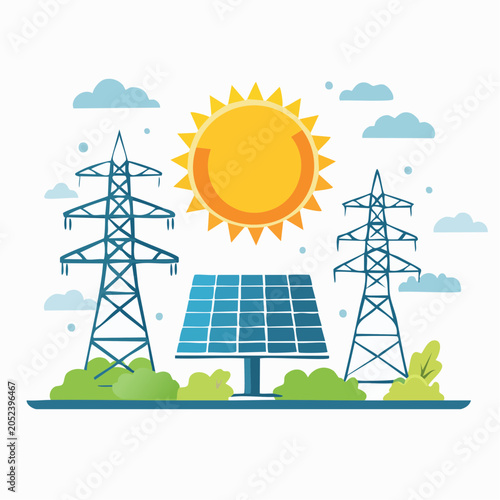Solar Power Generation with Transmission Towers and Sun