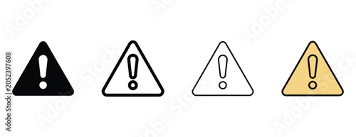 Obraz na płótnie Setoffourdifferentwarningtriangleiconswithexclamationmarksinvariouscolorsandstyl