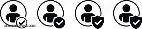 фотографія User Accept Icon Set Featuring Profile with Checkmark, Avatar Verification Symbo