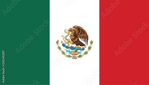 Obraz na plátne The national flag of mexico featuring the mexican coat of arms with an eagle sna