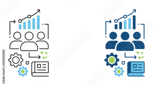 Fotografía Business data analysis and workflow optimization process with technical gears an