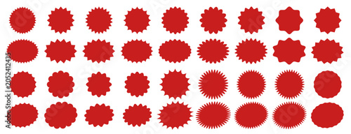 Schilderij op canvas Red starbursts sale badge blank sticker price tag discount label promo button em