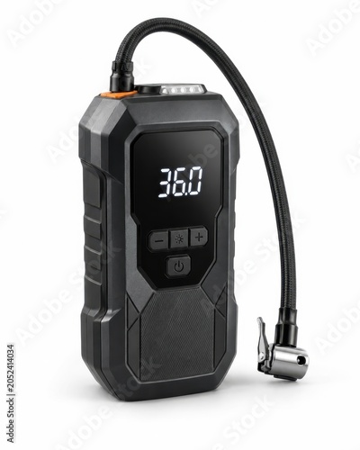 Modern Portable Air Inflator Device Isolated On White Background Studio Product Photo