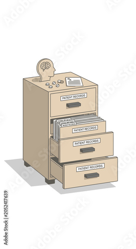 Beige wooden drawers stacked on each other with a decorative object on top.