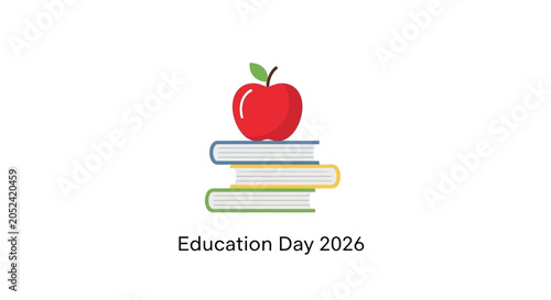 Education Day 2026 logo with books and apple.