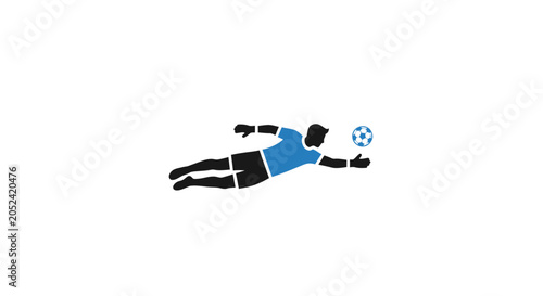 Soccer goalkeeper in mid air diving.