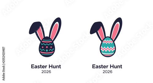 Easter bunny heads with colorful patterns.