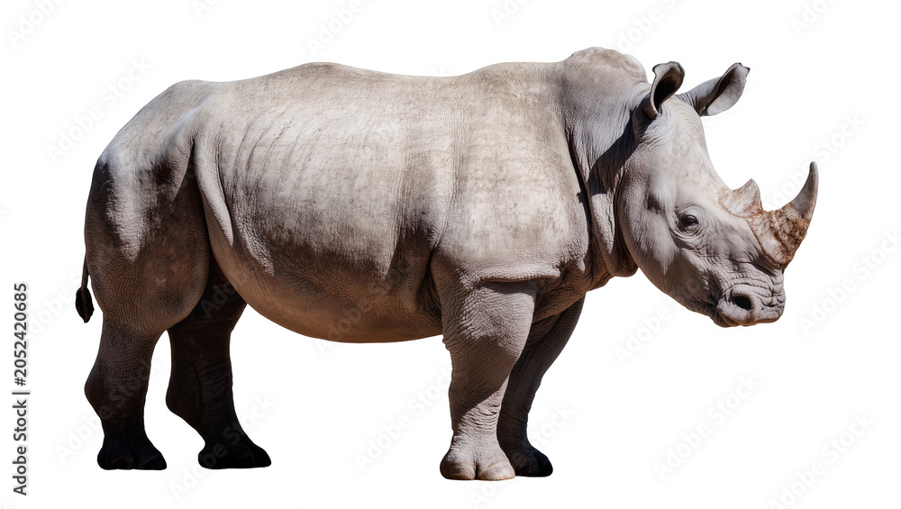 Obraz premium White rhinoceros with large horn and thick skin