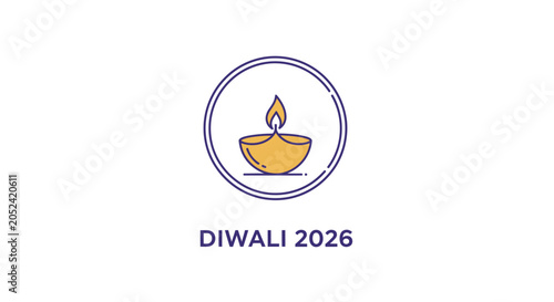 Diwali festival celebration logo with lamp.