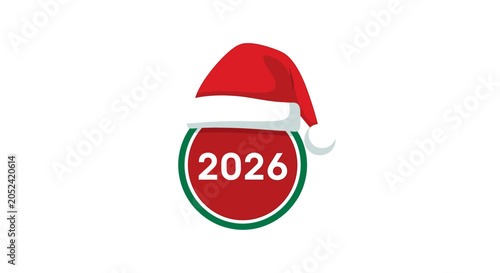Christmas Santa hat with 2026 date.