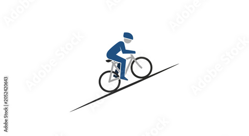 Cyclist riding a bicycle uphill fast.