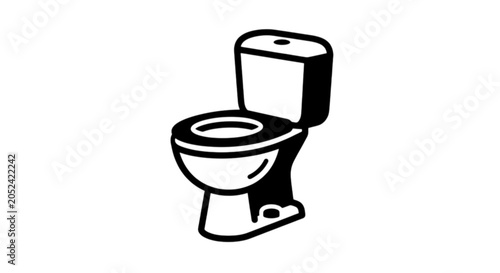 Schilderij op canvas Modern domestic ceramic flush toilet commode vector image showing the water tank cistern and open bowl lid seat fixture for sanitary bathroom architecture