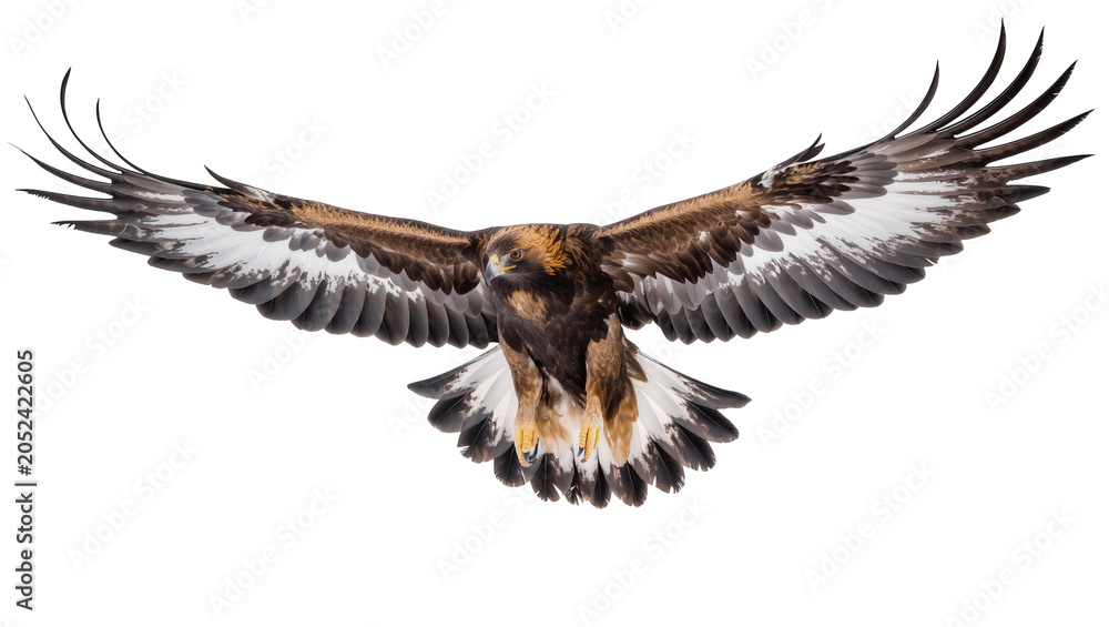 Obraz premium Golden eagle with wings spread wide in flight