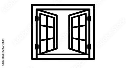 Bild auf Leinwand An open window vector image showcasing a frame with two panels, perfect for home architecture, interior design, and residential renovation graphic concepts