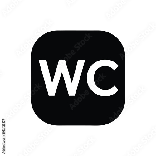 WC Icon Black and White Restroom Sign Symbol