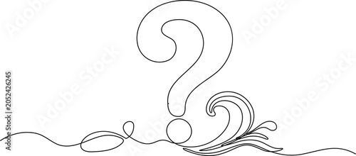 Bild auf Leinwand Continuous line drawing Question mark, continuous line drawing, minimalist vecto