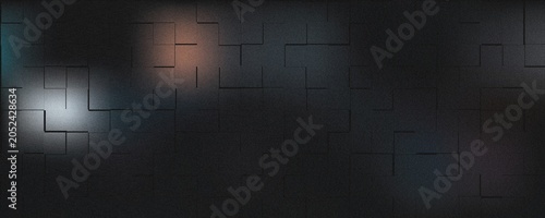 Schilderij op canvas Dark geometric background, with a grid, of raised square, tiles and soft, glowin