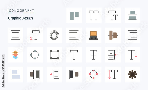 Fotografie 25 Design Flat color icon pack. Vector icons illustration