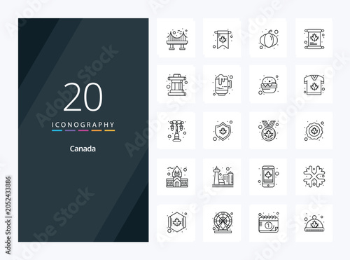 Bild auf Leinwand 20 Canada Outline icon for presentation