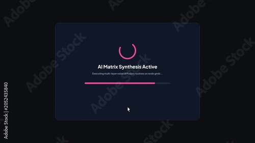 Dark user interface layout displaying artificial intelligence matrix synthesis system processing generation failure error