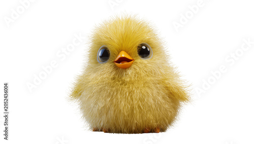 Bild auf Leinwand Fluffy yellow chick with big eyes and orange beak