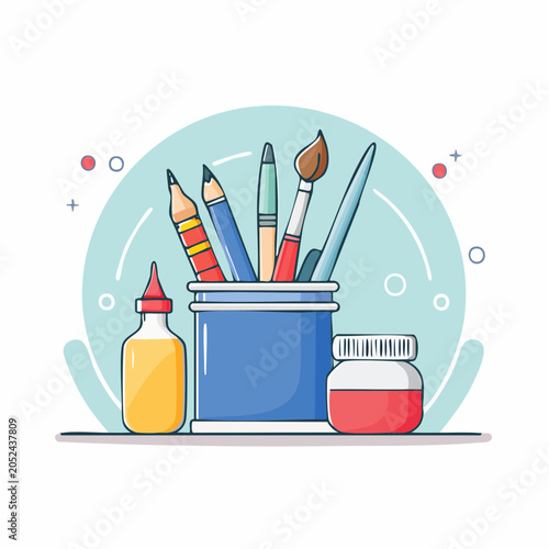 Art Supplies in a Holder