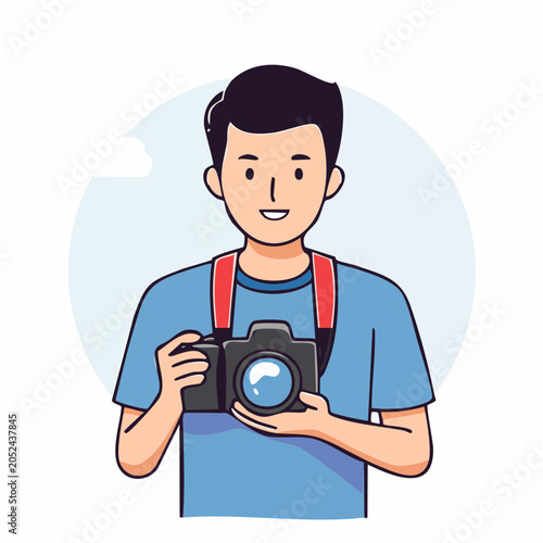 Cartoon Man Holding a Camera