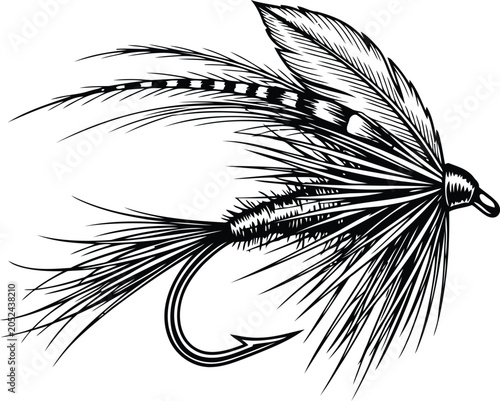 Slika na platnu Detailed vector illustration of a vintage style fly fishing lure design