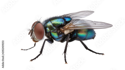 Photos Metallic green bottle fly with large compound eyes
