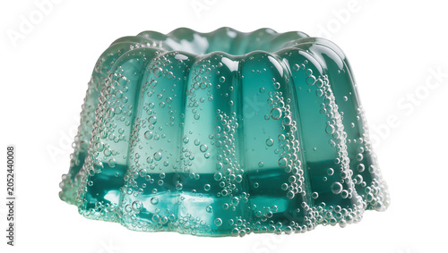 Tableau sur toile Turquoise gelatin dessert with many small bubbles