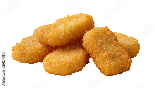 Fotografía Golden crispy chicken nuggets pile, close-up view