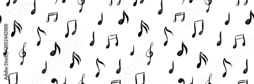 Watercolor music notes seamless pattern romantic background for World Music Day Retro party wedding birthday wrapping paper wallpaper element hand drawn illustration