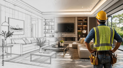 Blueprint to Reality: Modern Living Room Renovation Project