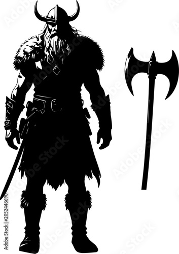 Vector isolated illustration of a viking silhouette.