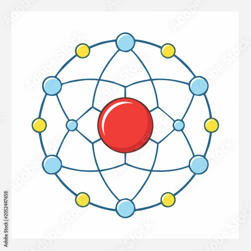 Abstract Network Structure with Red Center