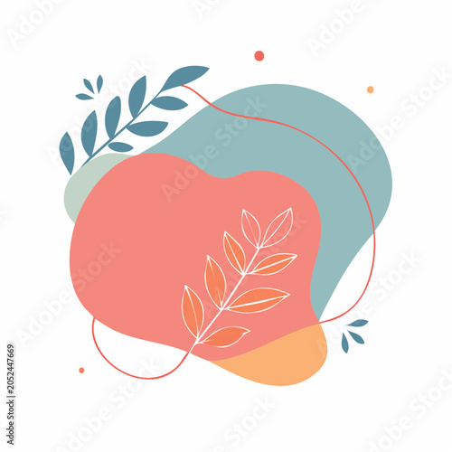 Abstract Organic Shapes with Botanical Elements