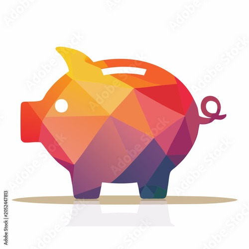 Colorful Geometric Piggy Bank Icon