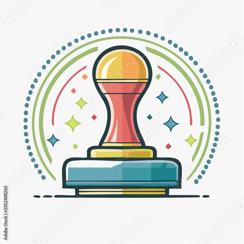 Stylized Stamp Icon with Decorative Elements